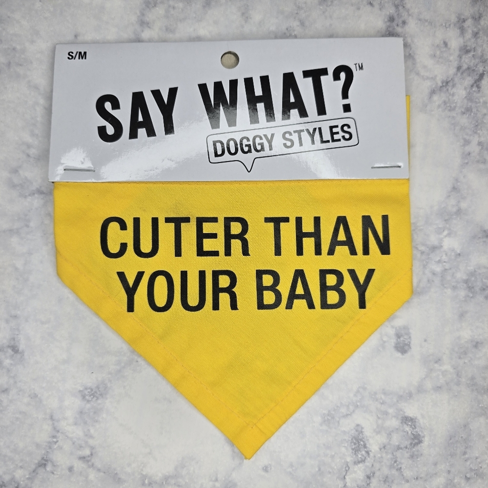 Cuter Than Your Baby Dog Bandana Size Small/Medium Novelty Pet Bandana Yellow